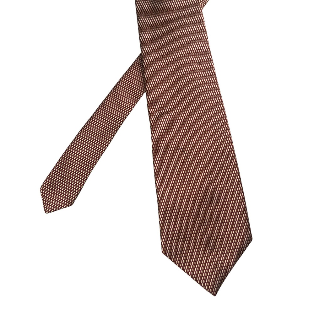Donna Karan Signature Necktie‎ Silk Burgundy Brown Textured Men's Tie